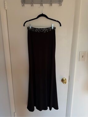 Clarisse Black Maxi Skirt with Beaded Waist